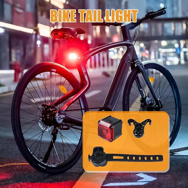 Genopladelige cykellys | Genopladelig smart bremsesensor baglygte - Høj lysstyrke baglygte med 4 tilstande til landevejs- og mountainbikecykling