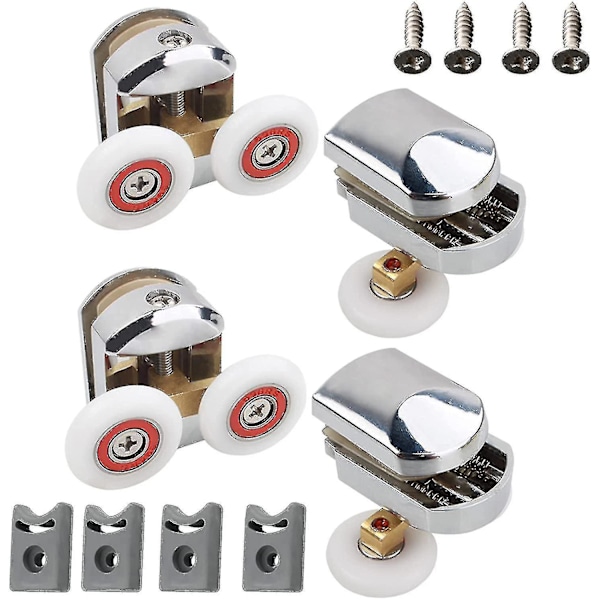 4 st 25 mm duschdörrrullar - Ersättningsrullar - Förkromade dörrrullar