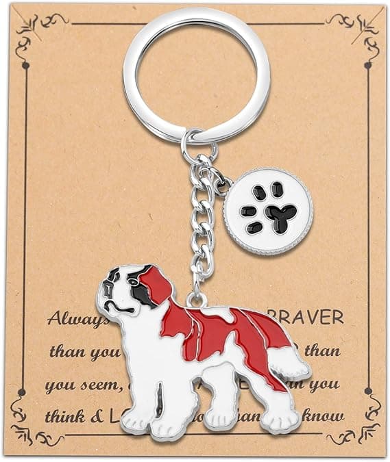 Saint Bernard nøkkelring - Ideell gave til Saint Bernard-elskere (eiere, hundeeiere)