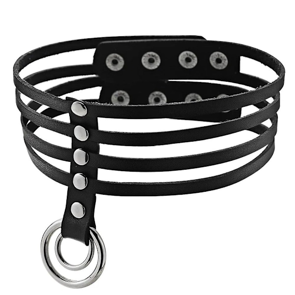 Unikt Rundt Choker Halskjede PU Lær Sexy Gave til Kvinner Halsbånd Gothic Punk Hals Smykker Sexleketøy X633c