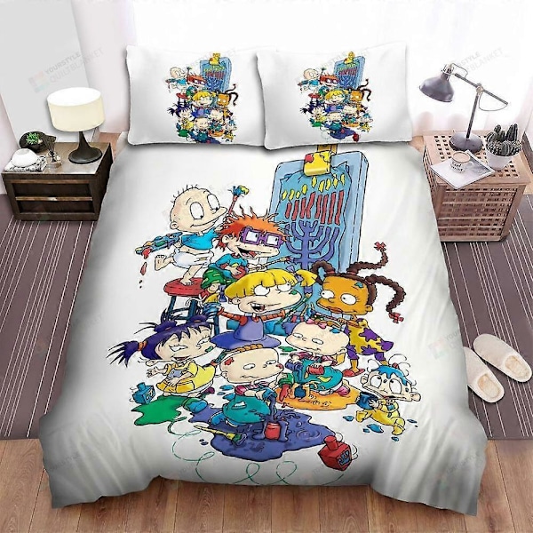 v3764 Sängkläder Rugrats Karaktärer I Konstlektion Påslakanset Sänglinne Barn Sängkläder IU3764 135x200cm 53x78in