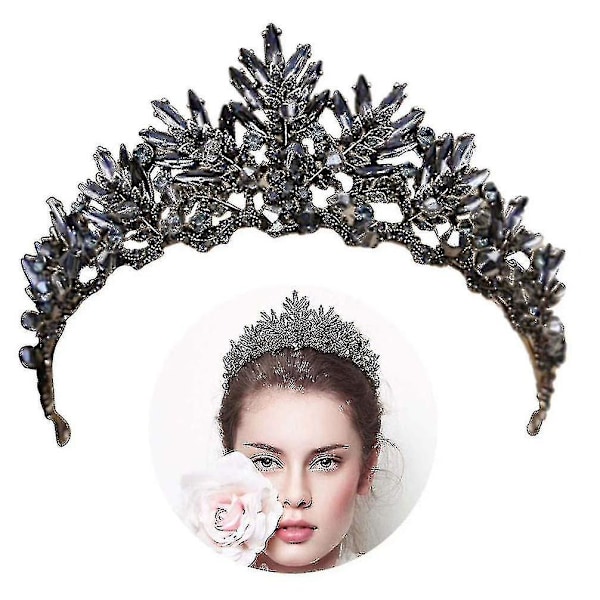1 stk. Sort Krone Tiara Barok Dronning Krone Sort Bryllup Tiara Til Kvinder Halloween Fest