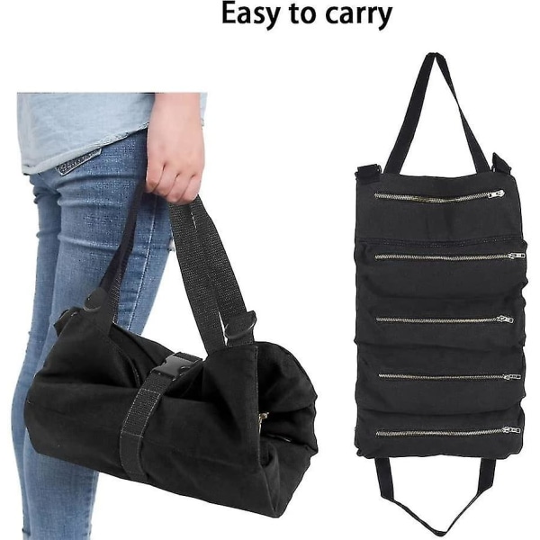 Canvas-työkalulaukku, monitoimityökalulaukku 5 taskulla, kulutusta kestävä työkalulaukku, sopii kotiin