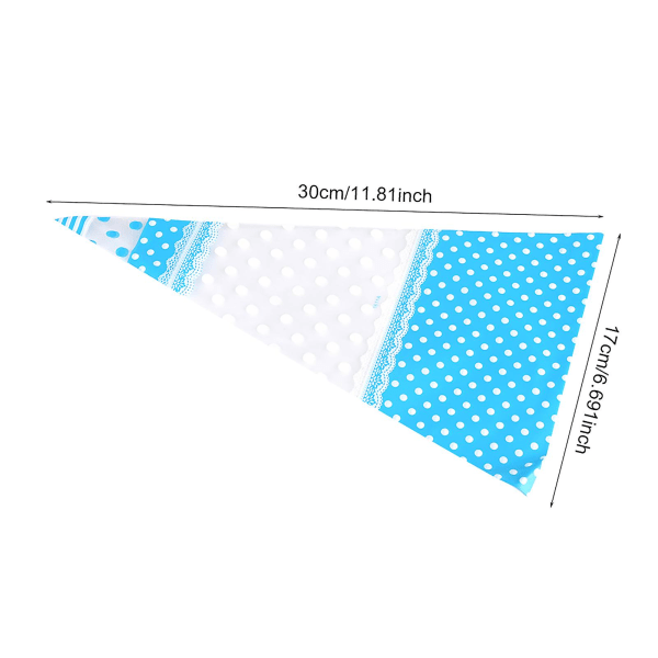 50 gjennomsiktige kjegleformede godteriposer Godteriposer Cellofan godteriposer med vri-bånd blå