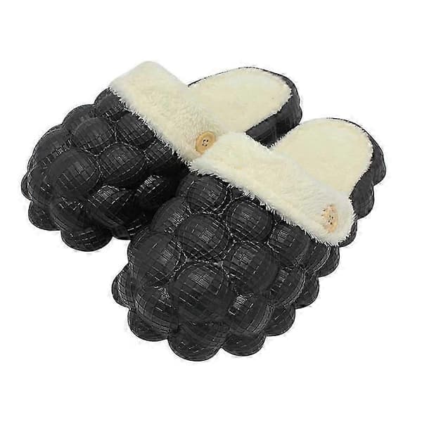 Vinter Bubble Slides for kvinner - Varme og stilige innesko Black 36-37