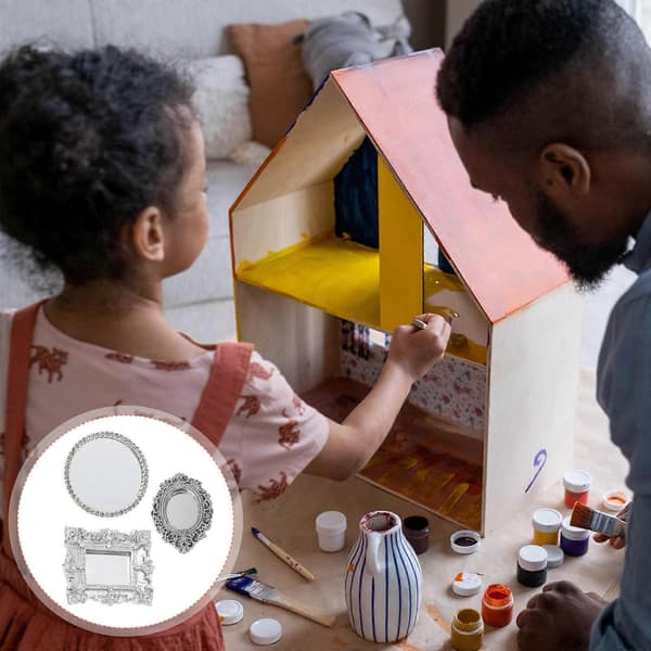 Mini hus speildekorasjon for DIY hjemmetilbehør 3 stk harpiksstykker