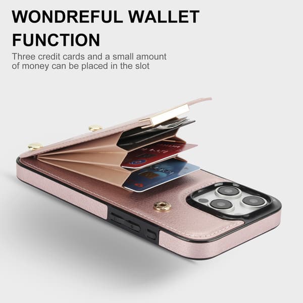 iPhone 12 Case with Card Holder - Rose Gold