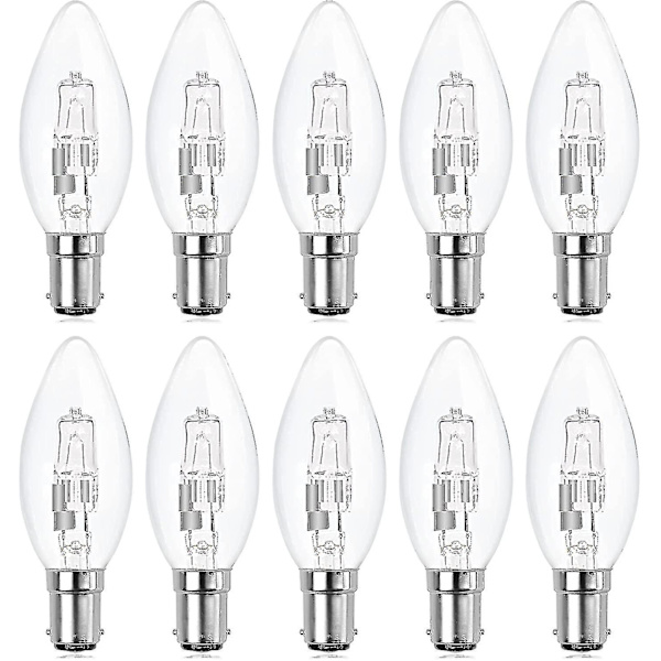 10-pack B15d halogenlampor, dimbara 42w C35 halogenljuskälla 42w B15d Eco halogenlampor B15d ljuskällor liten bajonett
