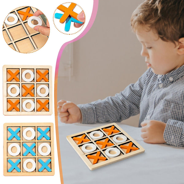 Brettspill Tic Tac Toe XO Bordspill Klassiske Familiebarn Pedagogiske Spill Pedagogiske Leker, To Fargevalg Orange Free Size