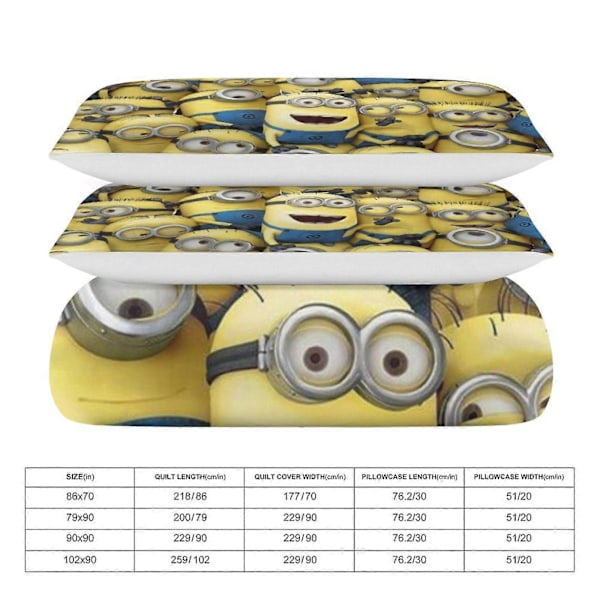 x358 Despicable Me 3-delat Sängklädesset Varmt Och Bekvämt Mjukt Påslakanset med 1 Påslakan Och 2 Örngott för Sovrum b358 240x260cm 94x102in