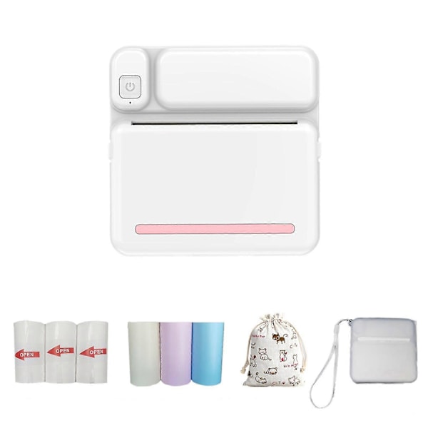 Lämpötila-herkkä Kannettava Bluetooth-tulostin 57mm Mini Langaton POS Lämpötila-herkkä Kuva Tulostin Androidille IOS:lle Mobiilipuhelimelle FLYE1984 Pink Free Size