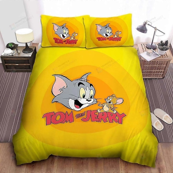 v3724 Sängkläder Tom och Jerry Traditionell Serie Logotyp Påslakanset Överkast Barn Sängkläder IU3724 135x200cm 53x78in