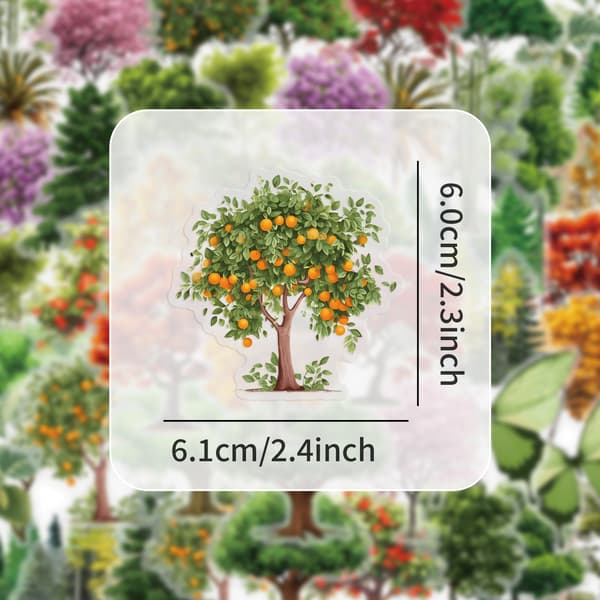100-pack Nature Stickers | 8 Themes PET Decals | Waterproof Decor for Laptop, Suitcase, Water Bottle (Tree Style) Trees Trees 2 Set