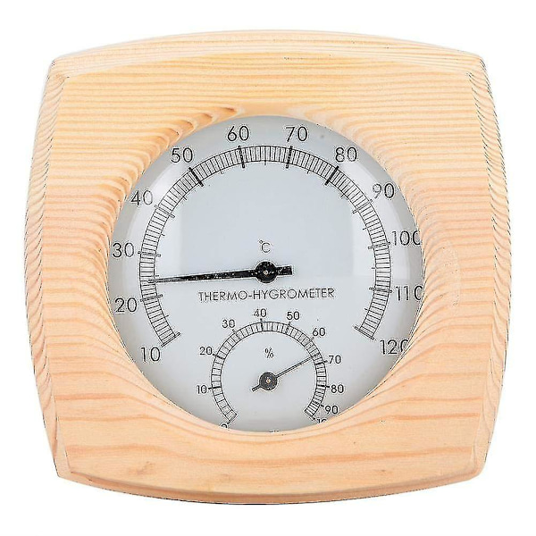 Puinen termohygometri-lämpömittari hygrometrisauna höyrysauna Fahrenheit-lisävarusteet (1 kpl, puun väri) szkydv