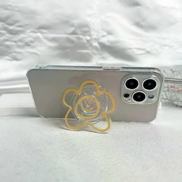 Original design uttryck blomma mobiltelefonhållare Populärt Socket-grepp Vikbart lat stativ Enkel stil gul