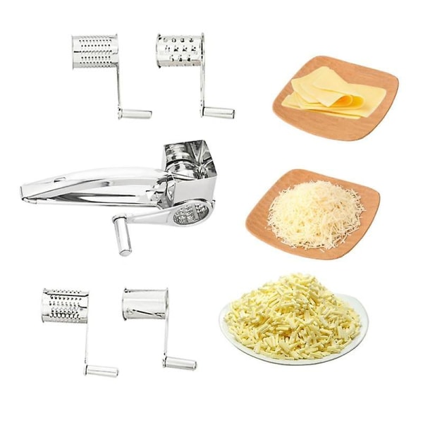 Osteskæremaskine 4 tromler knive roterende rivejern rustfrit stål rivemaskine smørskærer køkkengadgets Slicer
