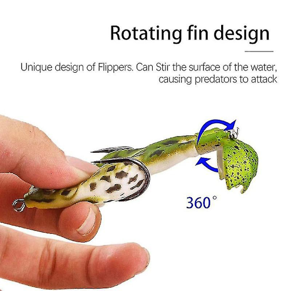 2 st Dubbla Propeller Grodor Mjukt Bete Roterande Ben Thunder Groda Mjuka Fiskebeten Groda Beten green