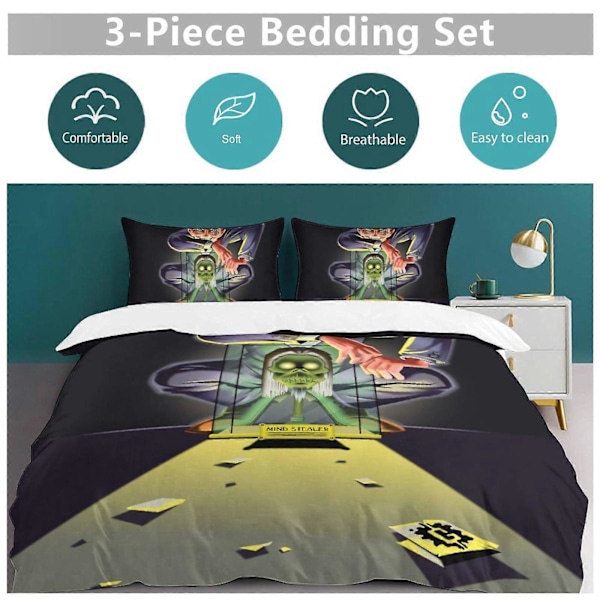 v1502 Goosebumps Slappy Quilt Sæt Tyk Blød 3 Dele Sengesæt Helårs Dynebetræk med 2 Pudebetræk til Voksne Kvinder Piger Teenagere Hjem Værelse De 240x260cm 94x102in