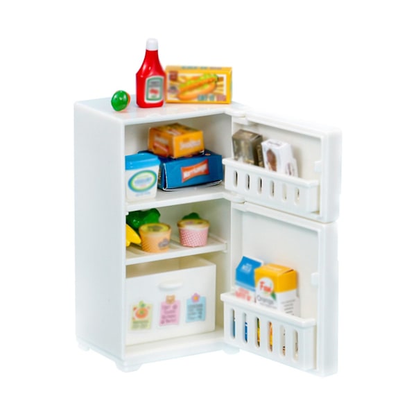 Miniatyrkjøkken, minikjøleskapleke, matsimulering, barnas leketøy White