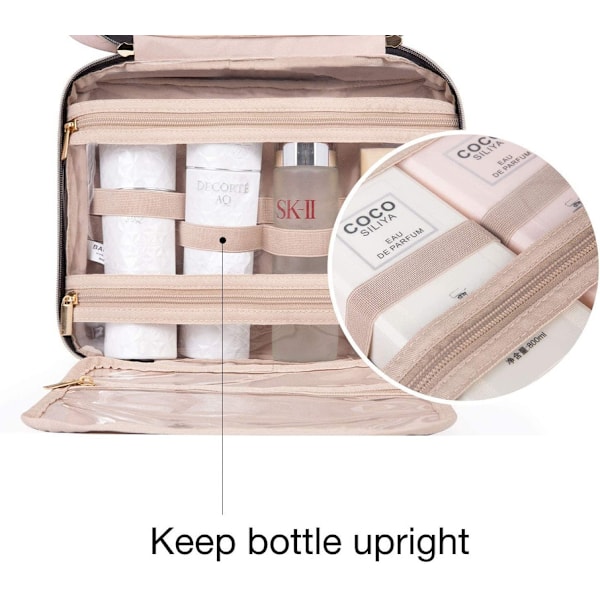 Hängande Necessär Resa Stor Necessär Dam Kosmetikväska Transparent för Behållare i Full Storlek - Rosa Pink
