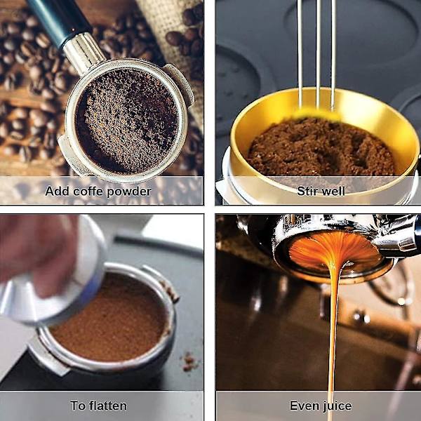 Espressokaffeomrörare, Naturligt Träkaffeomrörningsverktyg Med Stativ, Rostfritt Stål Kaffeomrörare Nåldispenser För Espressodispensering (b) Hy