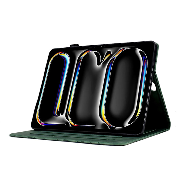 Læderetui med træmønster til iPad Pro 11 (2024) - Folio Stand Smart Tablet Cover Multicolor Green
