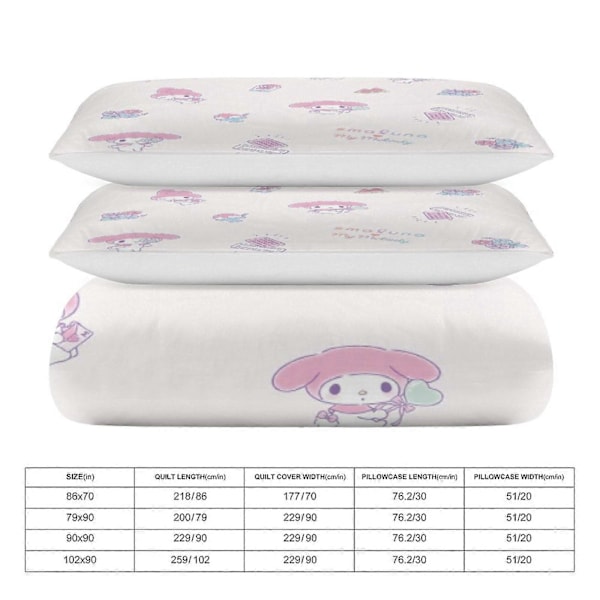 v1162 Sanrio Täcke Set Tjockt Mjukt 3-delars Sängklädesset Året Runt Täcke med 2 Örngott för Vuxna Kvinnor Flickor Tonåringar Hem Rum Inredning io1162 200x200cm 78x78in