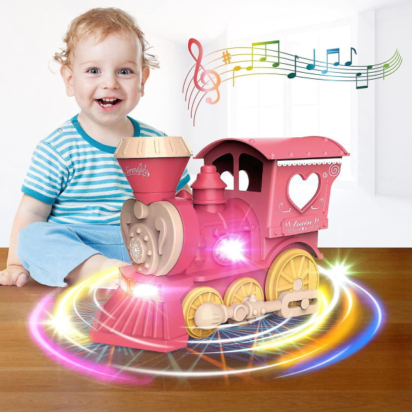 Babylegetøjstog, 360-selvspinende toglegetøj med fantastiske 3d-lys og musik, automatisk styring