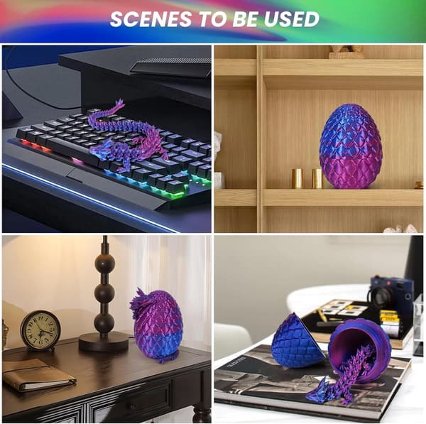 3D-printet drage med drageegg, drageleke til påskekurven, 3D-drage dinosaur egg skrivebordsleke, påskeeggdekorasjon