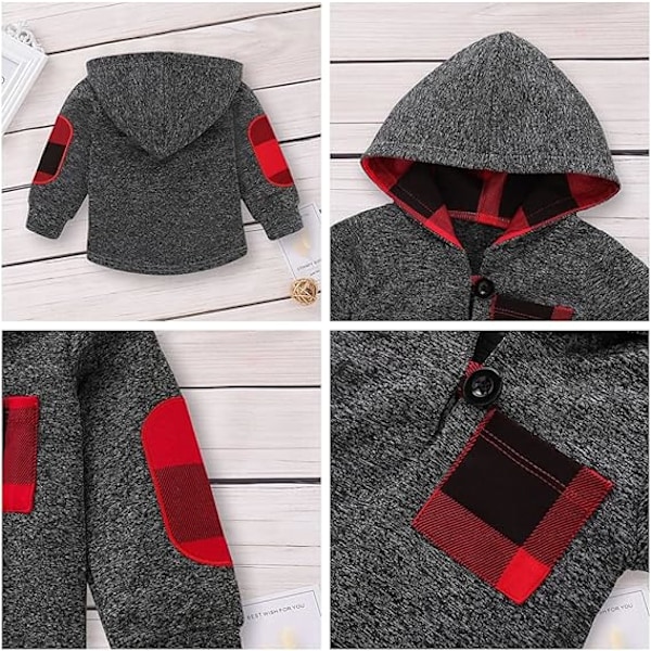 Sportsklær Baby Boy 3 til 24 måneder Hoodie+Bukse Treningsdress Gutt 1 år-3 år Vår Høst 80 Gray