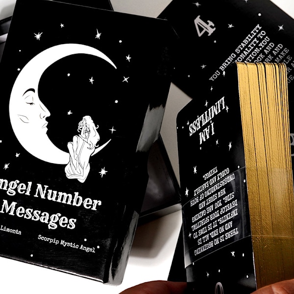 Ängelnummer budskap förgylld kant tarotkort spel kort familj och vänner julunderhållning
