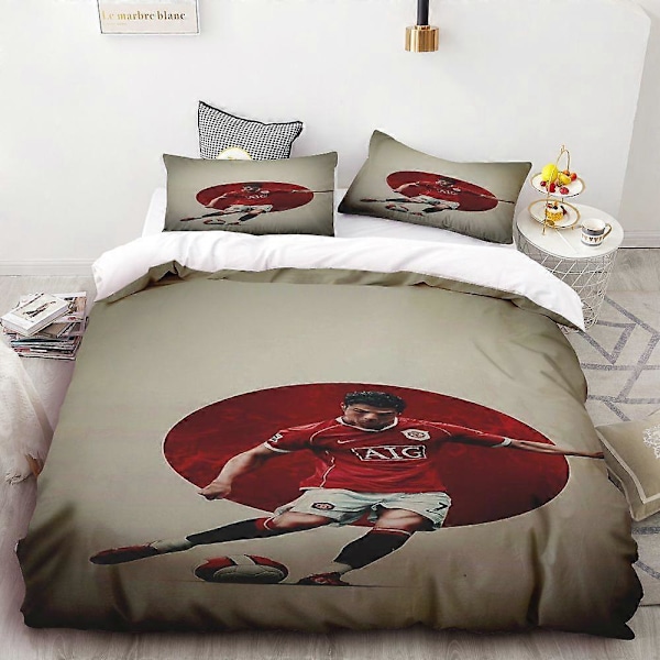 v1325 Sängkläder Fotbollsstjärna CR Sängklädesset Påslakanset Sängkläder Digitaltryck Sänglinne Queen Size Sängklädesset Modedesign 3-delat Sängklädesset 135x200cm 53x78in
