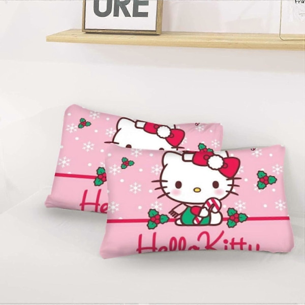 i209 Hello Cat Kitty Rosa Hjerte Tegneserie Stil Dynetrekk Sett Bomull Sengtrekk - 3 stk Sengetøy Sett - Jenter Gutter Barn Soverom Seng Sett - Hello Cat Kitty 200x200cm 78x78in