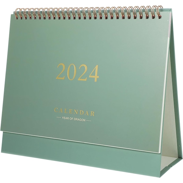 2023-2024 Skrivbordskalender, Stående Flip-skrivbordskalender från juli 2023 till december 2024, 7,5 x 6,4, Stående skrivbordskalender Grön