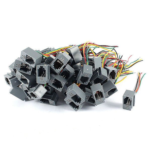 50 stk. 616e 4p4c Rj9 telefonstikadapter med 4 ledninger 8cm Gray