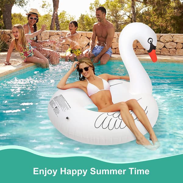 Illuminated 42-inch Swan Lounge for Summer Evenings, Solar-Powered Color-Changing Float, Pool, Lake, Beach 2