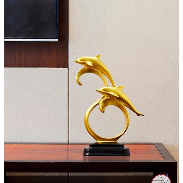 Delfin ornament, Delfin figur, Lykke ornamenter, Havdyr samleobjekt skulptur bordplade ornamenter til kontor stue indretning