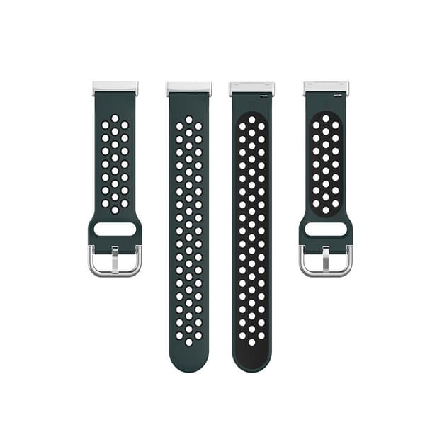 Silikoni Harjoitusranneke Versa 3/Fitbit Sense - Vihreä/Musta Vihreä/Musta Vihreä/Musta