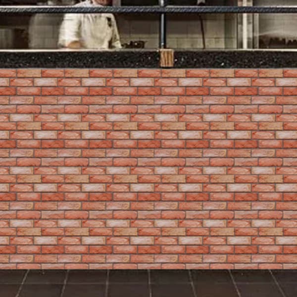 Red Vintage Tile Brick Wall Sticker Wallpaper Bathroom Kitchen 1Piece