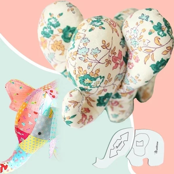 Härlig elefant dekormall, symönster för nybörjare mallar med instruktioner, symallar gör-det-själv-presenter 10inch