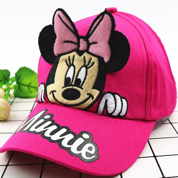 Barn Flickor Minnie Mouse Baseballkeps Baby Cartoon Utomhus Snapback Solskydd Hatt Gåvor Rose Red