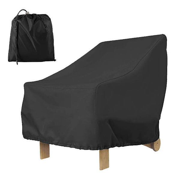 Utomhus trädgårdsfåtöljskydd djup sits 210d vattentät uteplats stolskydd UV-skydd vindtät med justerbar dragsko, 80x85x91cm(210d(svart))