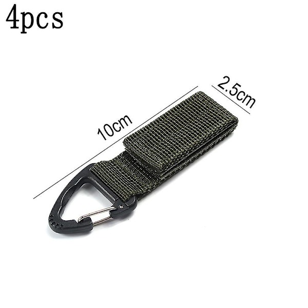 4 stk. Hengekarabinerkrok Nylon Vevbånd Trekant Spenne Stroppklips for Ryggsekk ArmyGreen