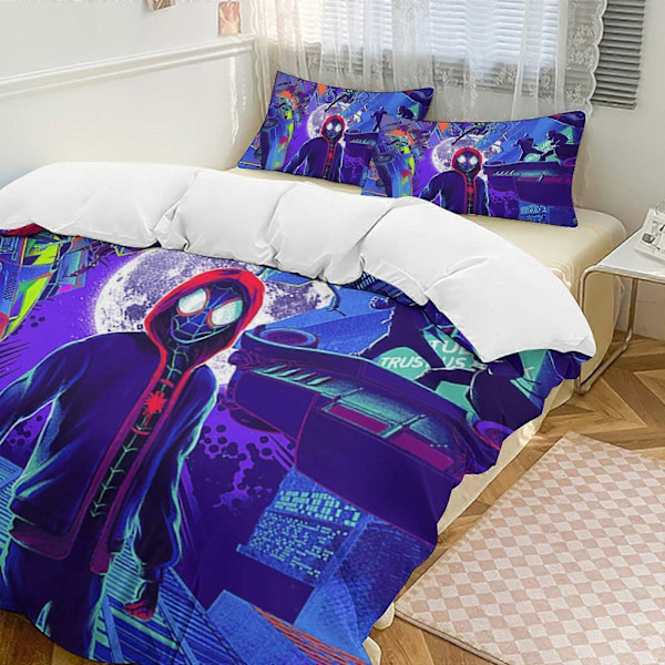 v186 Spider-Man 3-delt Twin Sengesæt - Inkluderer 1 Enkelt Dyne og 2 Pudebetræk Sengelinned - Falmebestandig Mikrofiber - Spider io186 200x200cm 78x78in