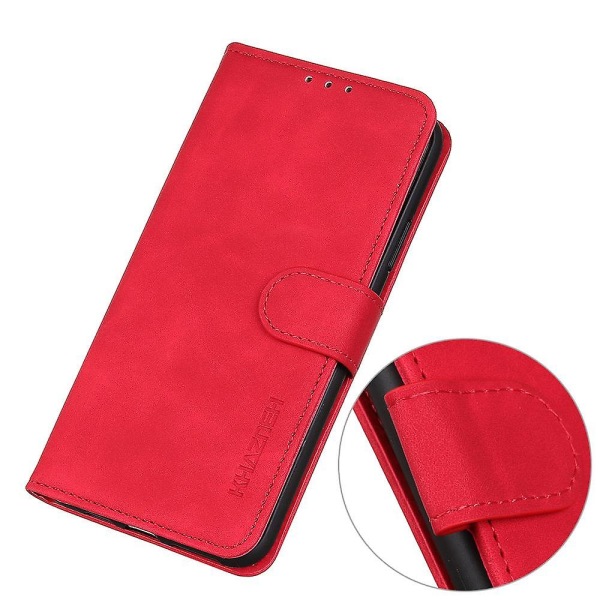 För Nokia G42 Stötsäkert phone case Retro Texture Plånboksställ Läder Telefonfodral-Röd