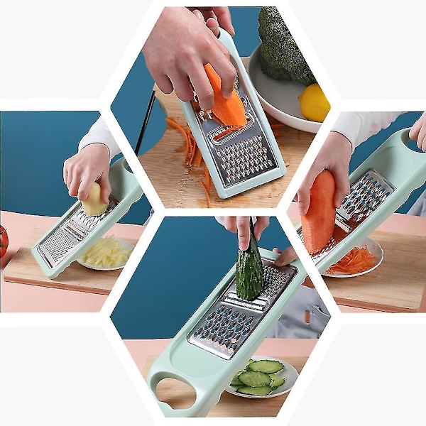 Rivjern Ost Kjøkken Multifunksjon 3-i-1 Rustfritt Stål Rivjern Slicer Multifunksjonell Grønnsakskutter Ost Rivjern Mandolin Slicer Enkelt Å Rivet Eller Revet Grønnsaker Og Frukt
