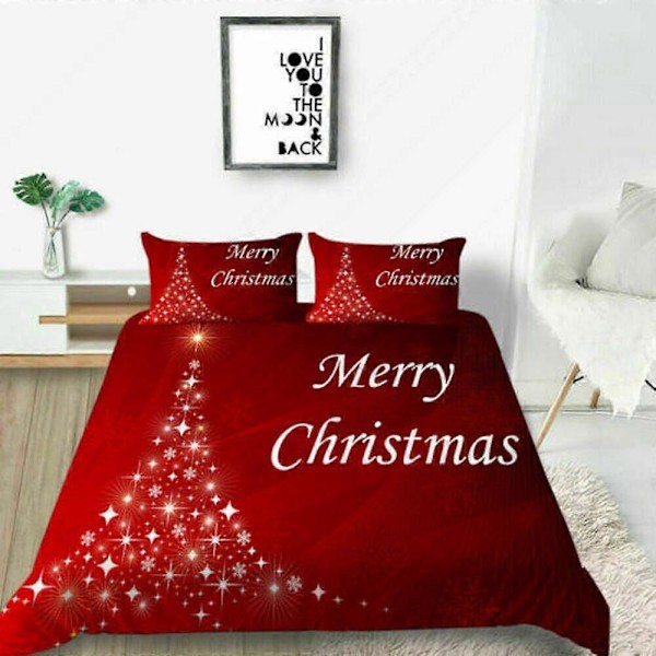 v4971 Påslakanset God Jul Rött Täcke Sängkläder Sänglinne Sänglakan IU4971 200x200cm 78x78in