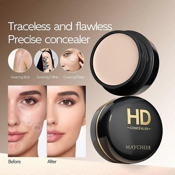Pot Concealer Full Coverage, Under Eye Concealer Vattentät No Transfer, För Mörka Ringar, Fläckar, Makeup Ljusar upp för Känslig Hud 40g Highlight white