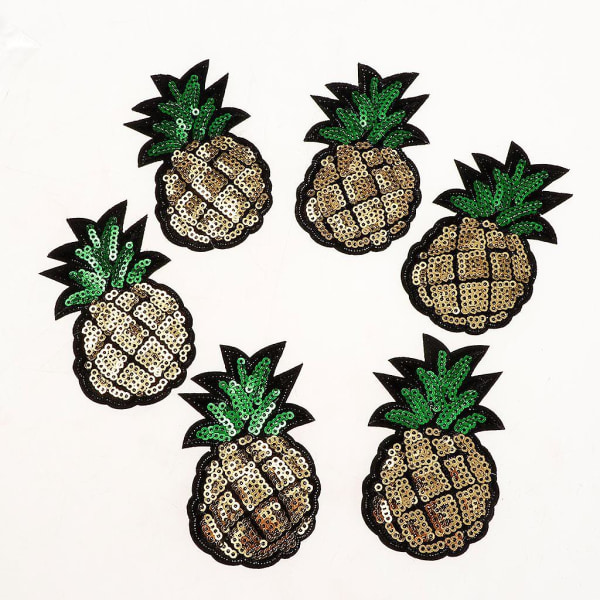 5x6stk Ananas Pailetter Diy Sy Applikationer Stickers Broderi Patches Klud