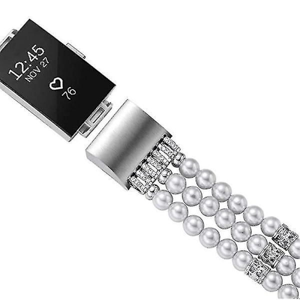 Ny Fashion Krystal Perle Perle Elastisk Armbånd Dame Pige Smykker Armbånd Til Fitbit Charge 2(hvid Perle)